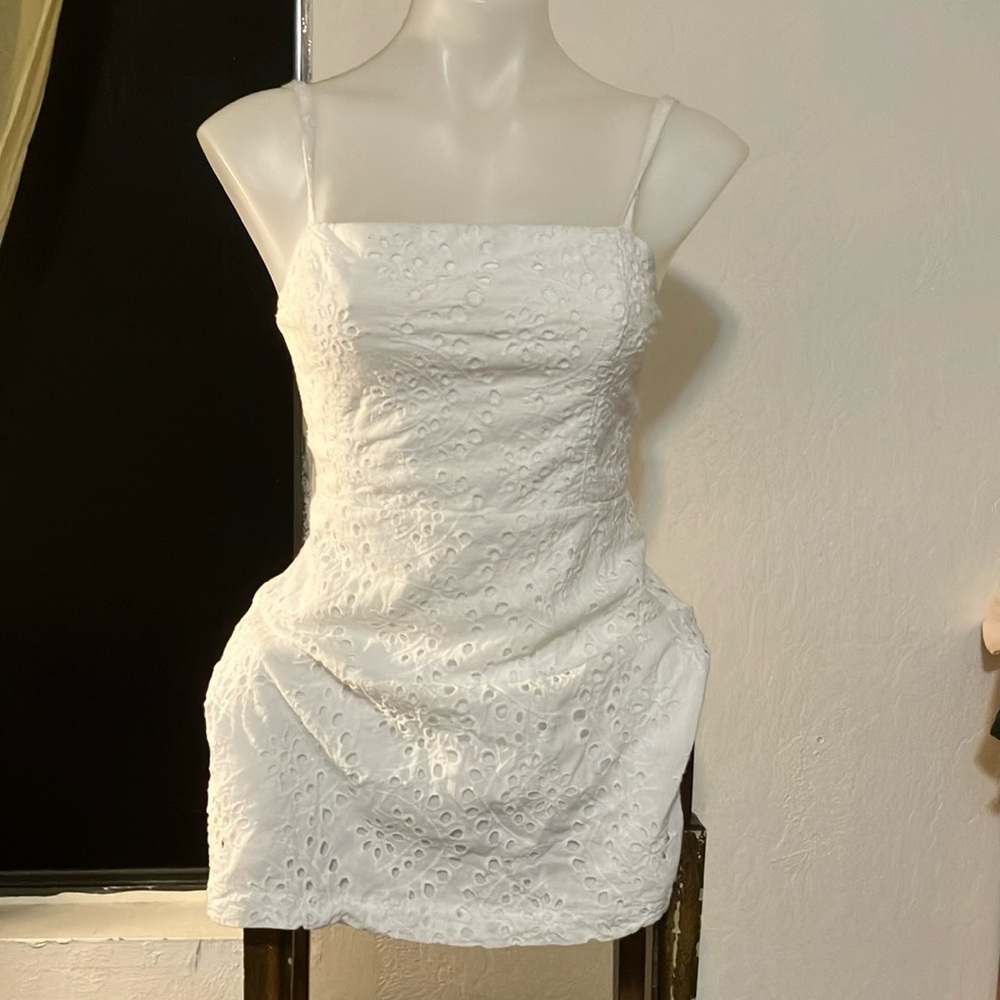Kimchee Blue made in USA cotton eyelet mini dress size Small